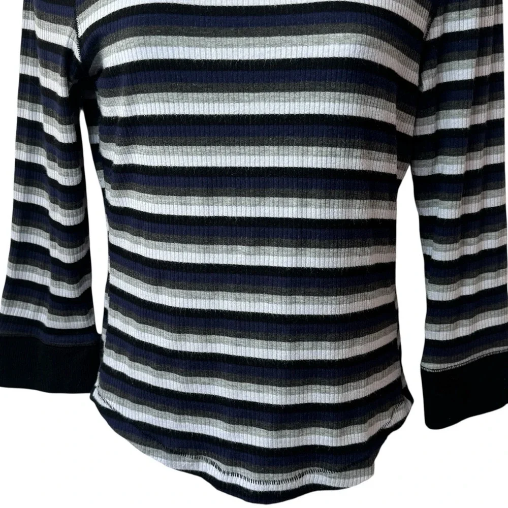 Intimately Free People Striped Ribbed Crew Top Preppy Goth Punk‎ Academia M